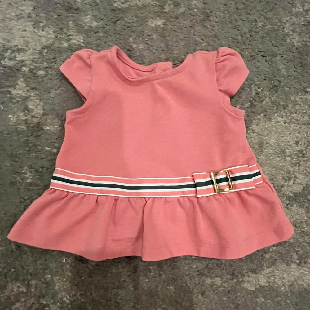Janie and Jack Pink Baby Top with Striped Belt